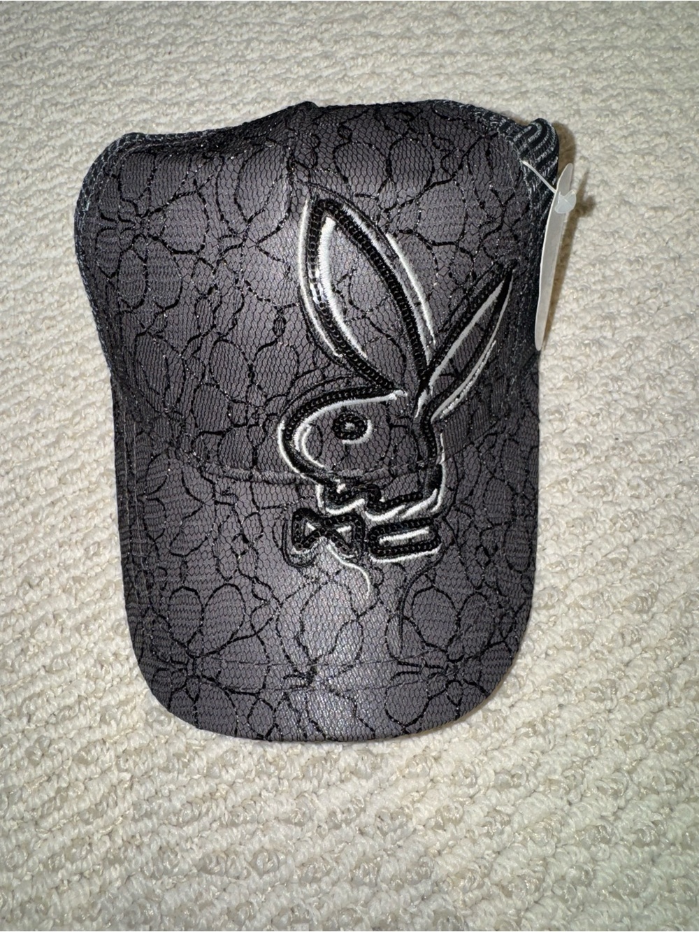 Black Lace Snapback Cap with Bunny Logo